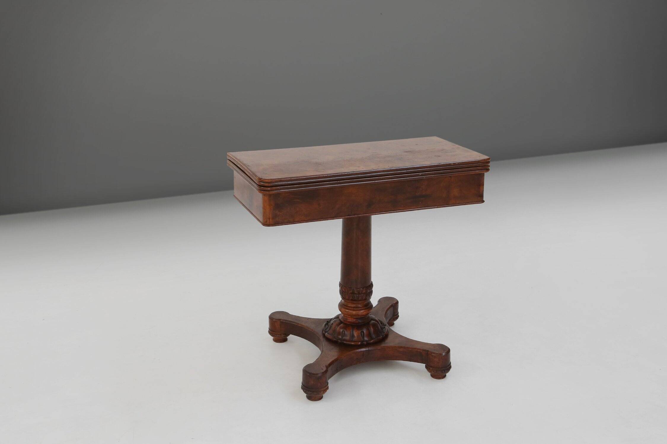 Victorian Burl Wood Folding Card Table, UK, 19th Century