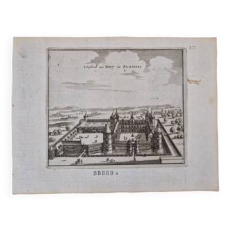 Gravure sur cuivre XVIIème siècle  "Casteel van Bury in Blaisois"  Par Pontault de Beaulieu