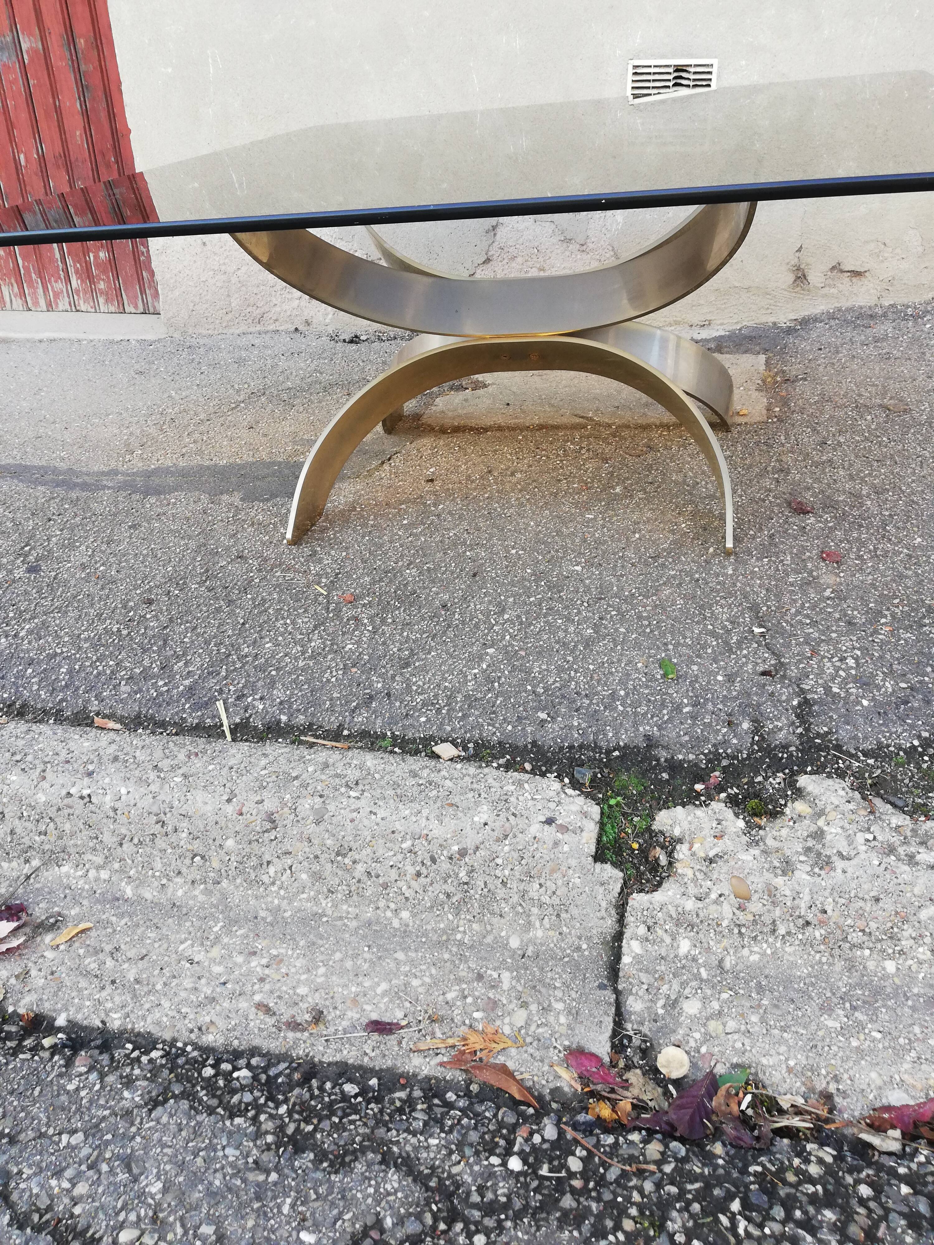 Vintage metal coffee table and smoked glass