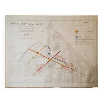 Vintage map of the development project of La Défense / Paris