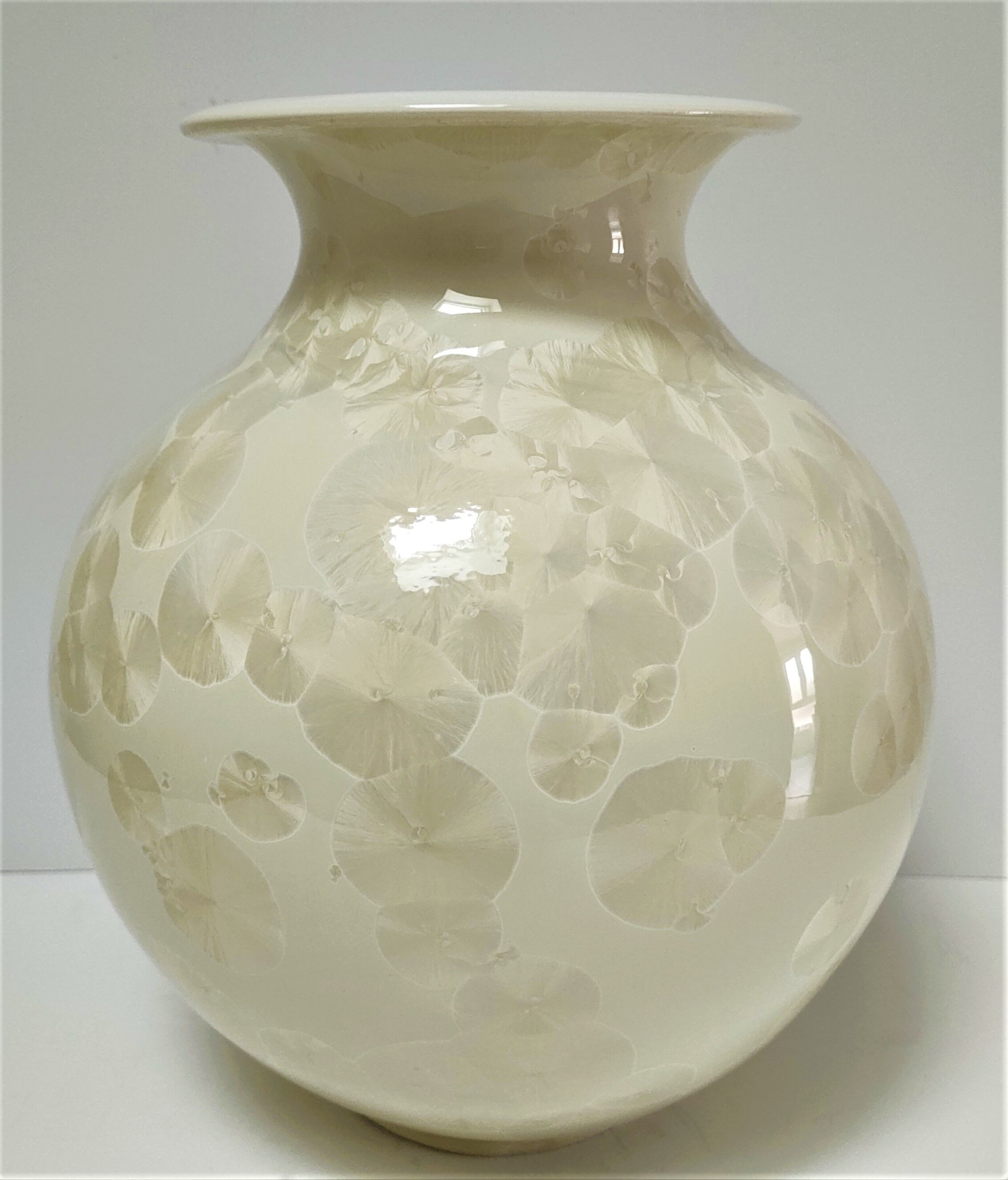 Ceramic vase with crystallizations by Bernard Guipouy stamped