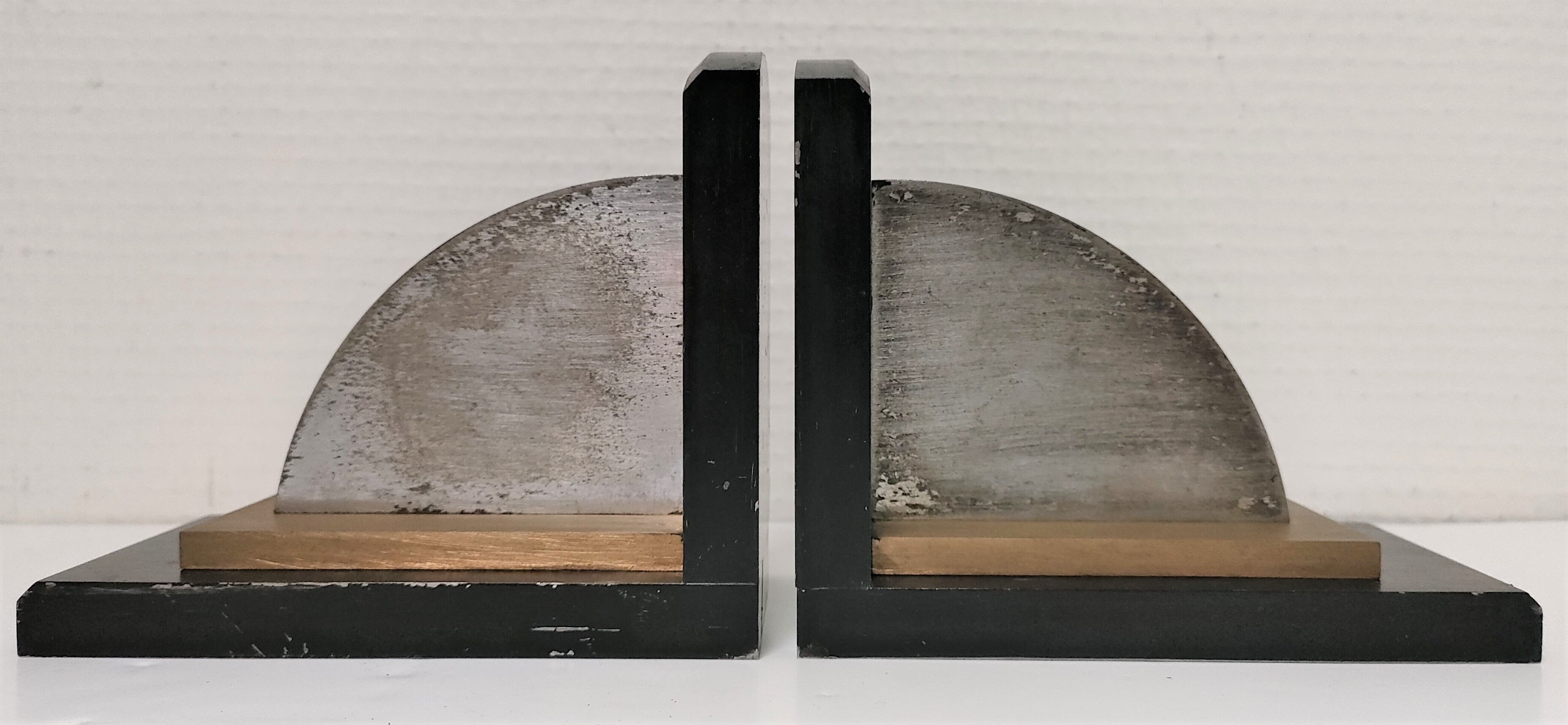 Pair of patinated steel bookends Art Deco style