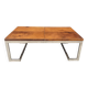 Table basse en cuir et chrome, années 1970