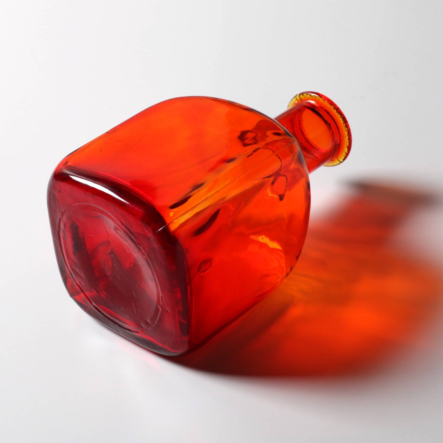 Rare Mid-century Red Glass Flack, Bottle, Decanter / Sweden / 1950s