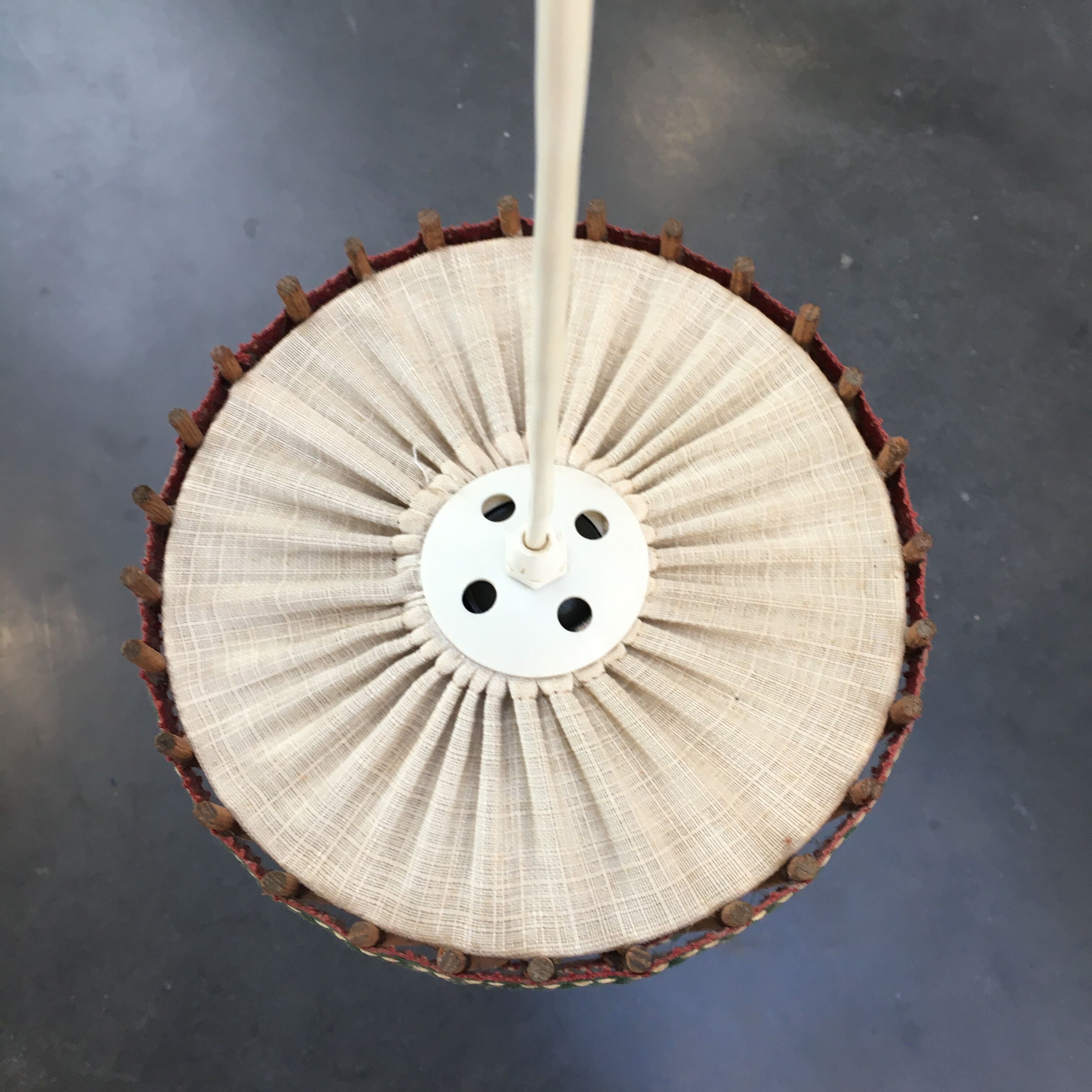 Wooden pendant lamp and Scandinavian-style fabric