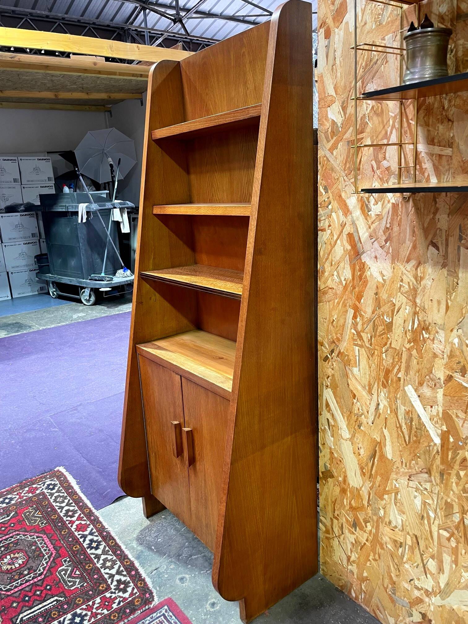 Vintage oak library designed in the 1950s.