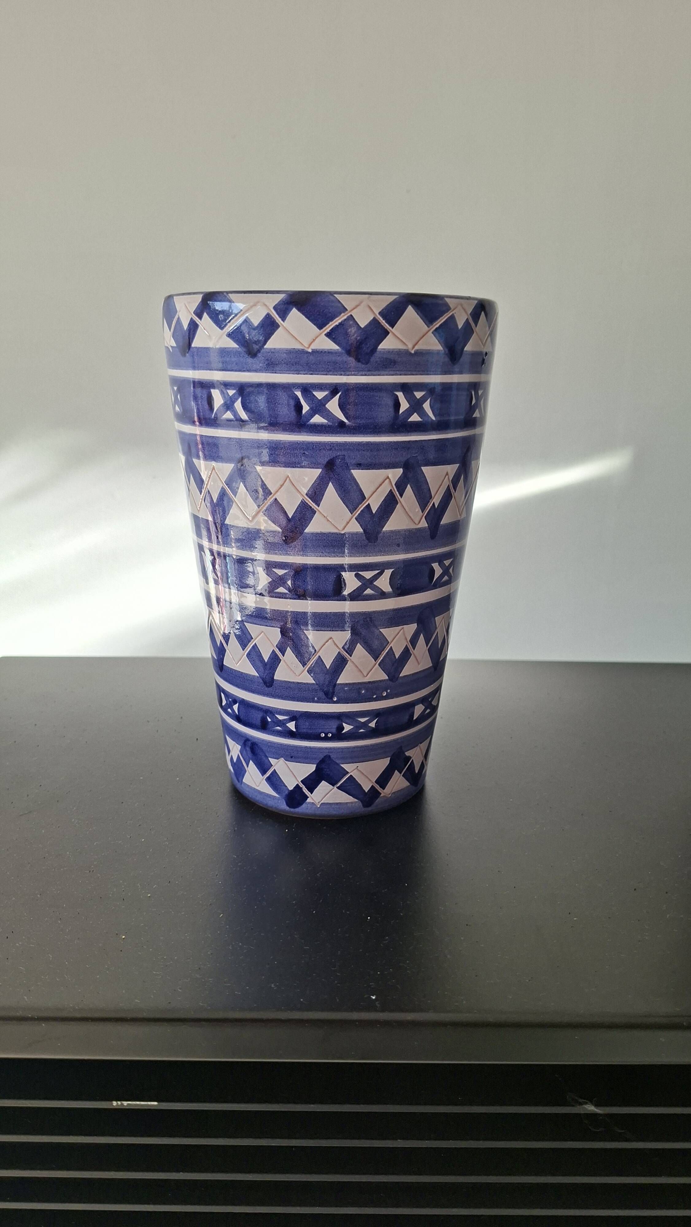 Blue and White Ceramic Decorative Vase Robert Picault