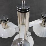 1970s Chrome Plated Chandelier with Murano Glass , Italy