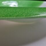 Oval decorative dish in glass paste, prairie green and white, 45 cm