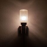 Brass applique with 1970 glass lampshade