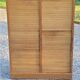 Curtained filing cabinet in golden blond oak 2 columns from the 1950s