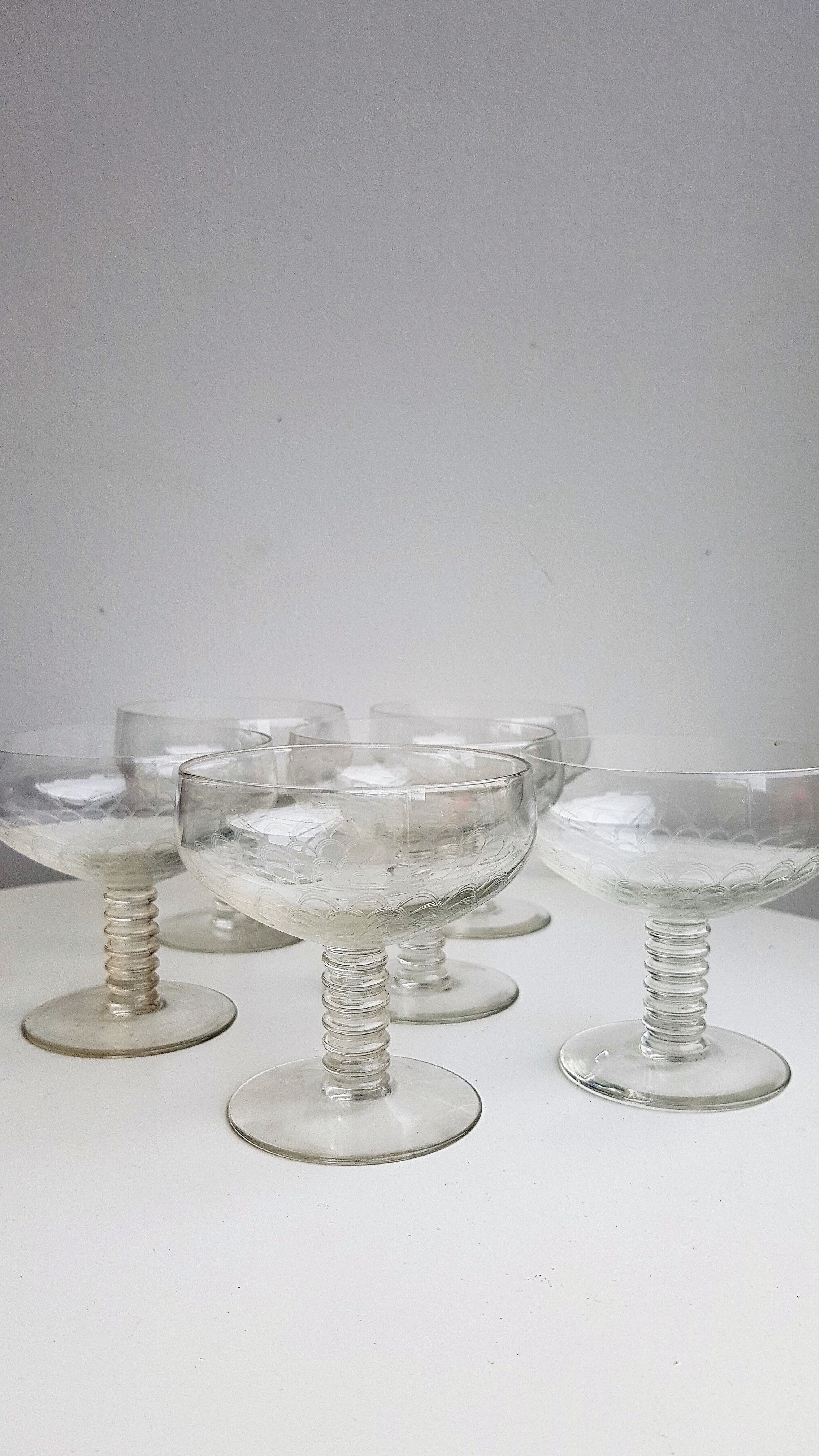 Set of 6 art deco champagne cups