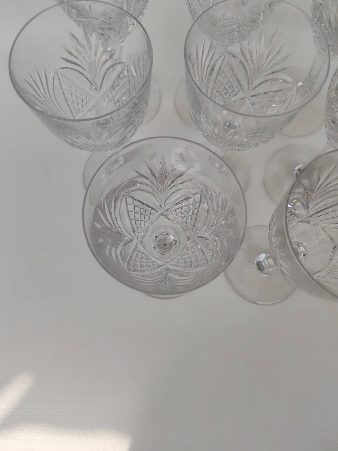 8 large Saint Louis crystal glasses, Moselle model. 1930s.