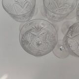 8 grands verres en cristal de saint Louis, modèle Moselle. Années 30.