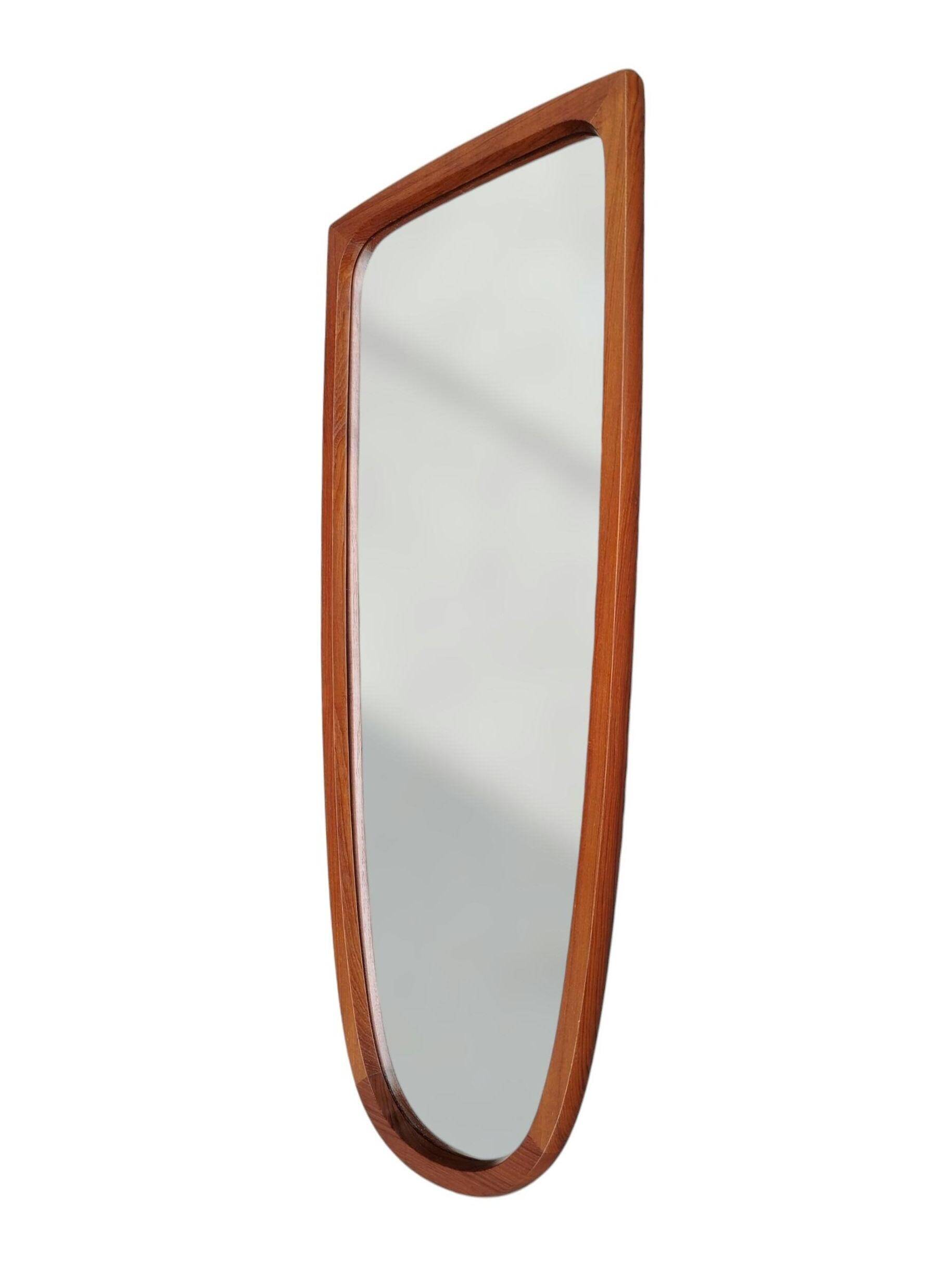 Teak wall mirror, organic shape, Denmark 1960s