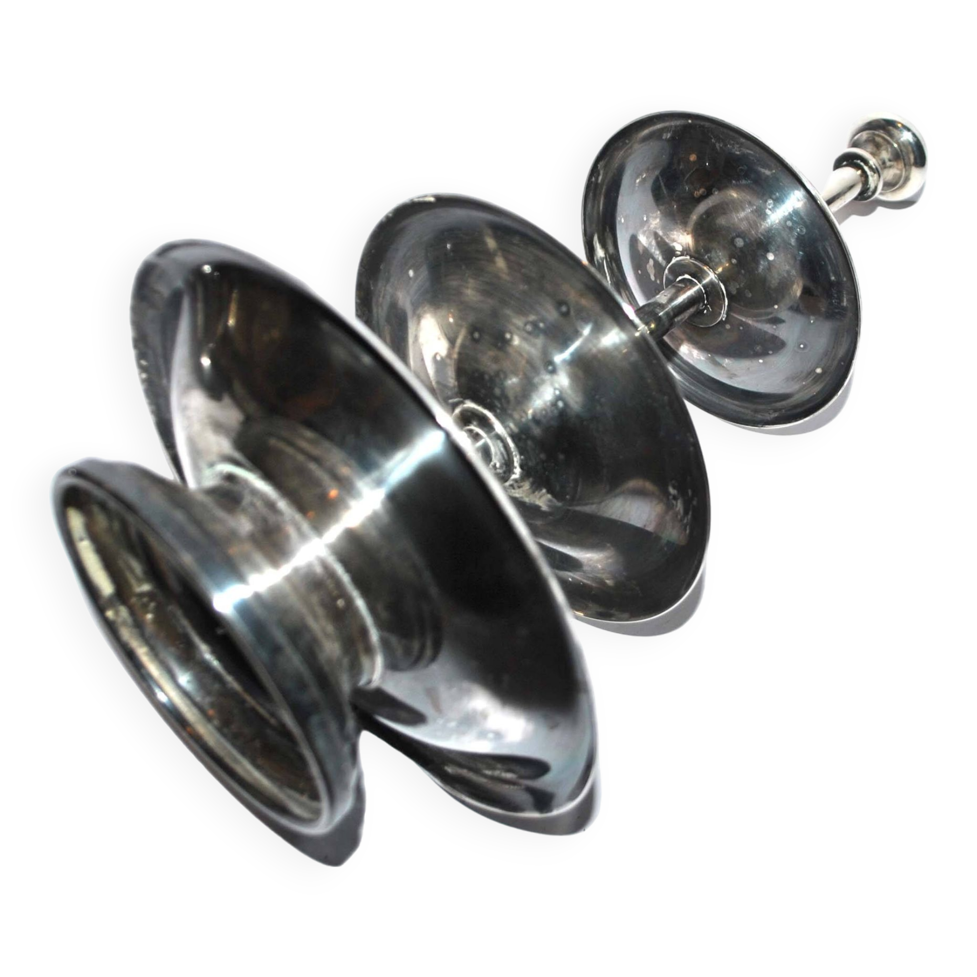Vintage silver metal tray - pedestal table display for sweet cakes Hotel Buffet H29cm