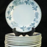 12 flat earthenware plates terre de fer bocage