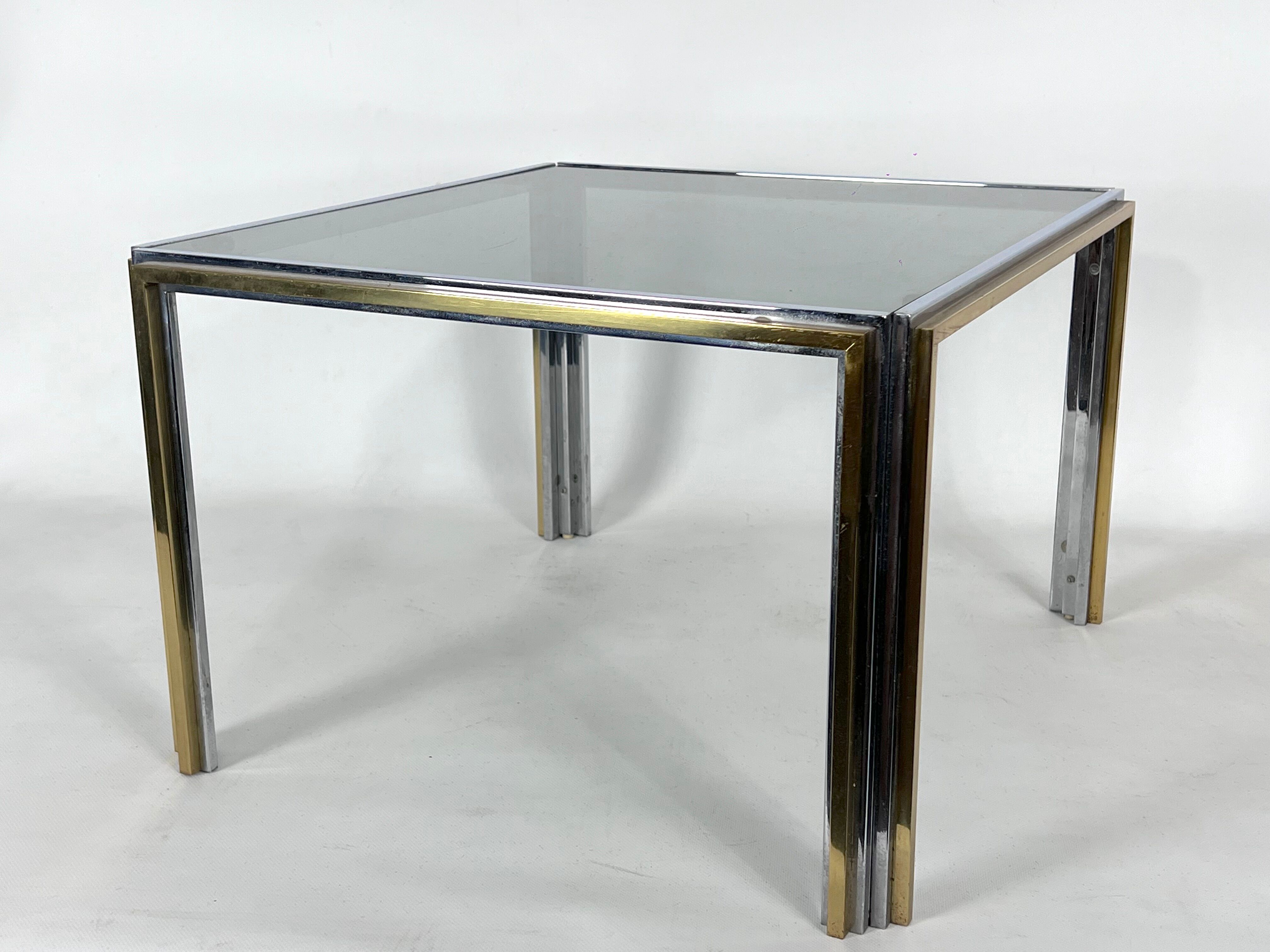 Mid-Century Modern chrome and brass side table, Romeo Rega style. 70s