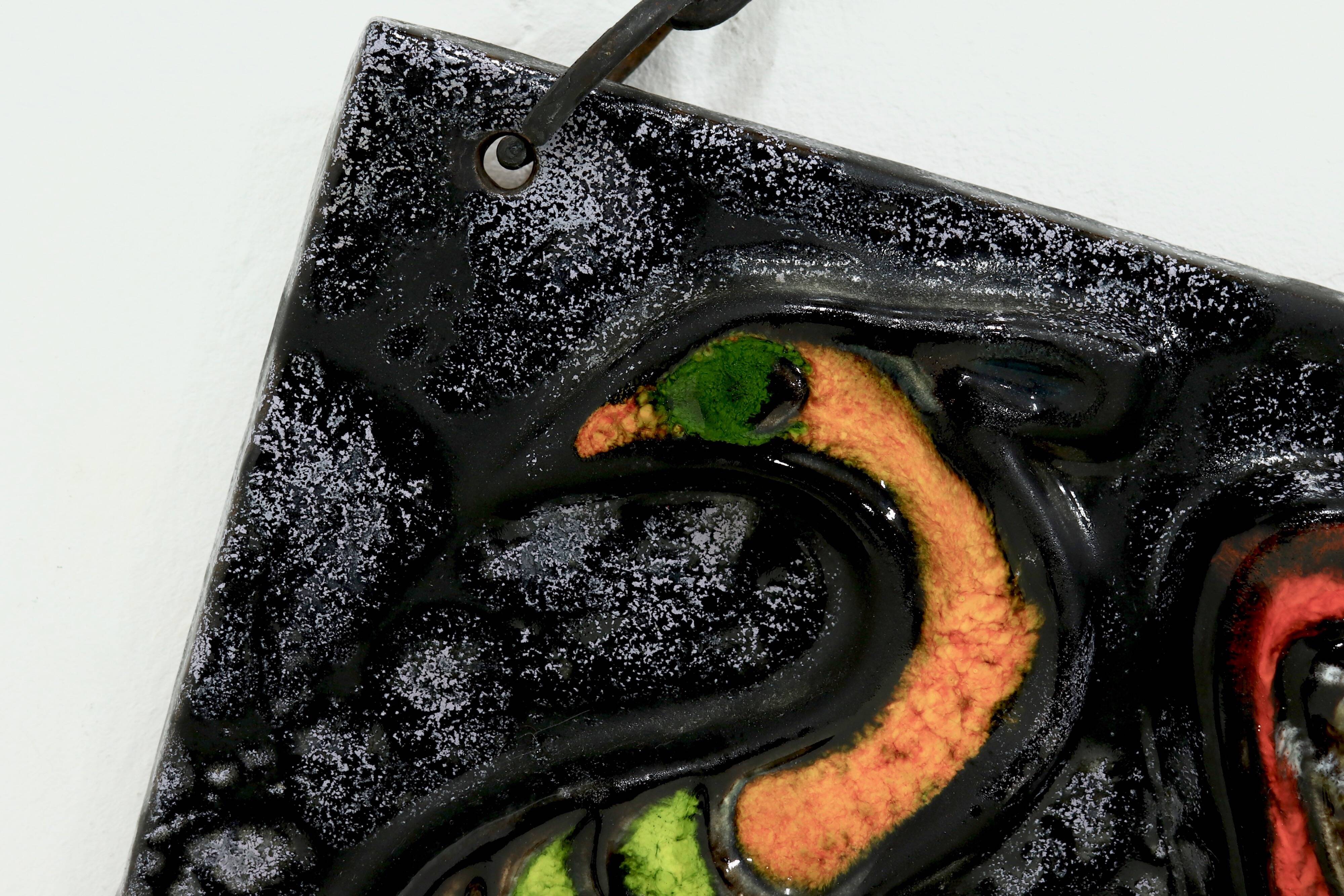 Glazed Ceramic Wall Plaque by Ruscha 1970s