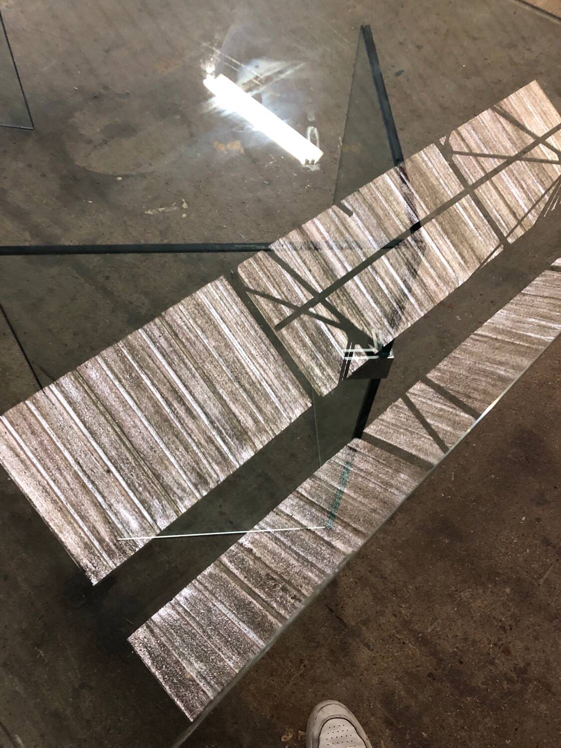 Post modern tempered glass table circa 1980