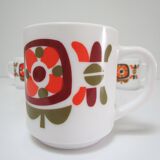 Three mugs and two cups decoration flowers design Jean-Charles Meunier 70s