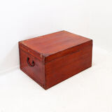 Chinese red lacquered leather trunk from the early 20th century.