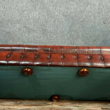 Chesterfield sofa in burgundy upholstered leather circa 1920