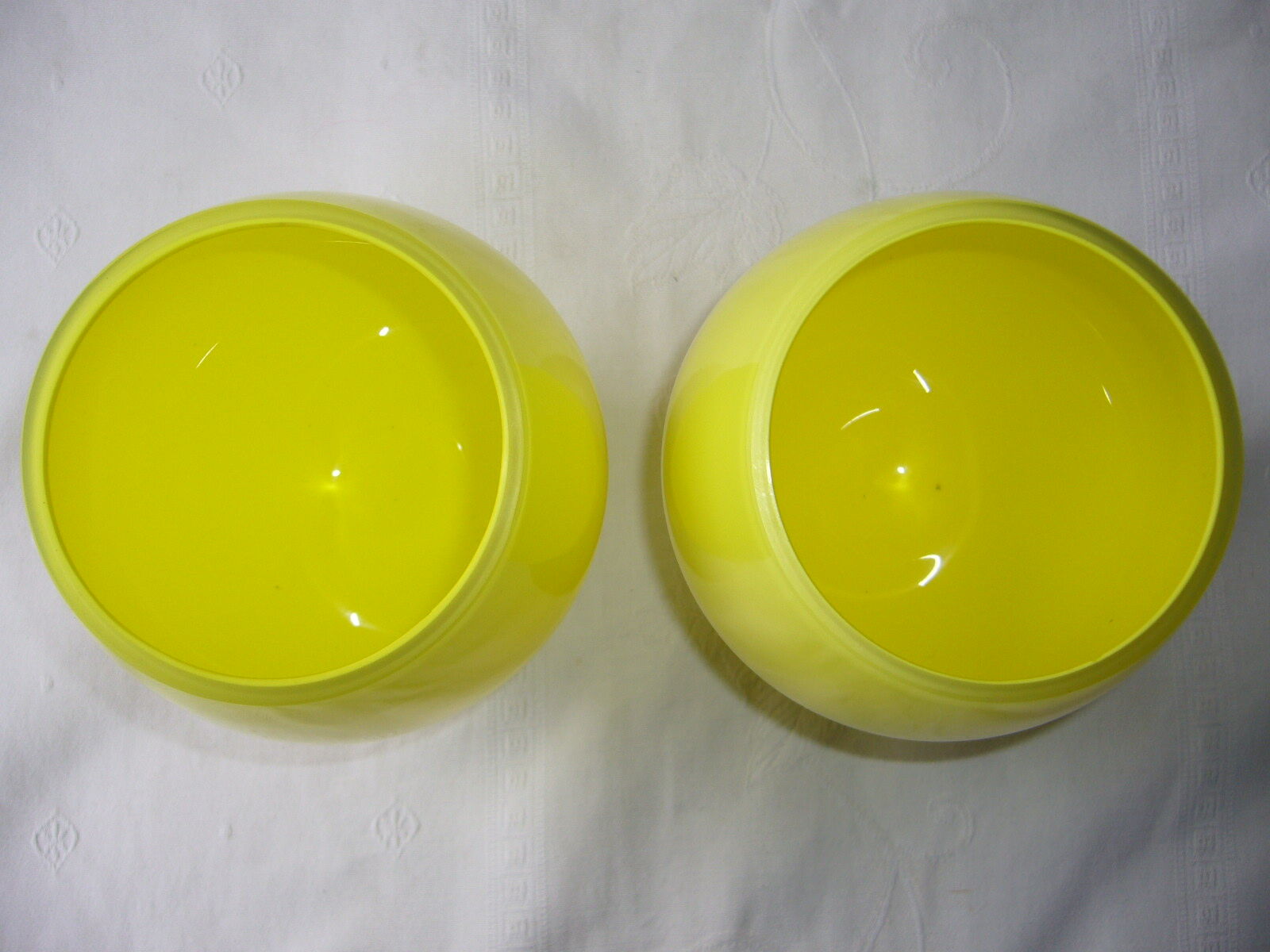 vintage yellow opaline covered jars