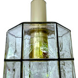 Pair of pendant lamps vintage limburg, glass & brass, 70s