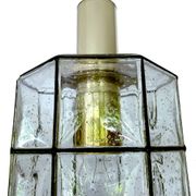 Pair of pendant lamps vintage limburg, glass & brass, 70s