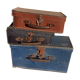 Set of 3 old cardboard suitcases