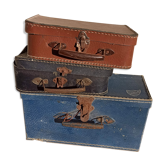 Set of 3 old cardboard suitcases