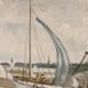 René bezaud (1909-2000), leaving the port, oil on canvas
