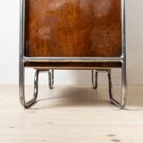 Bibliothèque Bauhaus, base en acier tubulaire, placage de noyer, années 1930