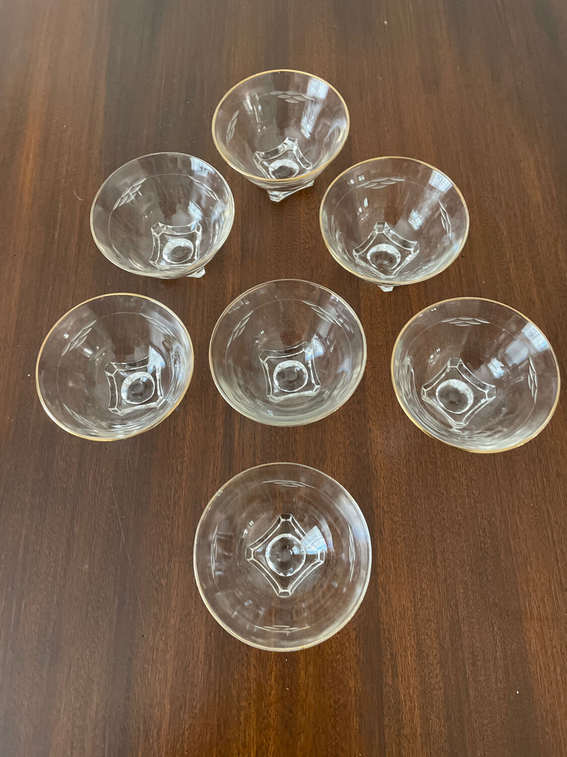 Set of 7 glass ramekins 1950