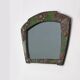 Arts & Crafts Mirror in green metal with glass decoration, France ca. 1905