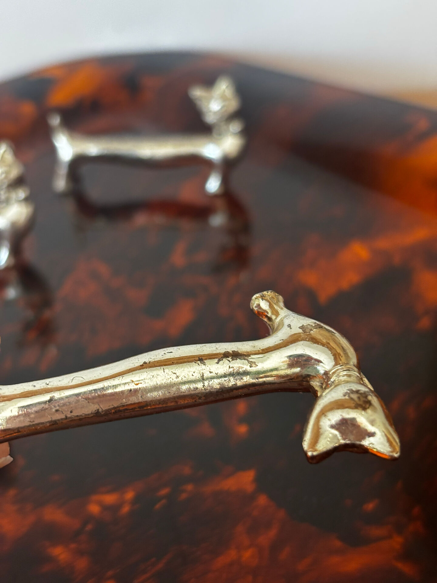 Set of 6 silver-plated cat knife rests