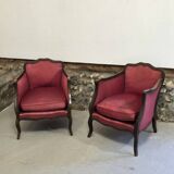 Pair of Louis XV style bergere chairs