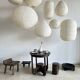 Average suspension in rattan and natural linen with a Japanese droplet shape H