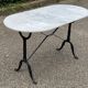 Oval marble and black steel bistro table for 4 people 120cm