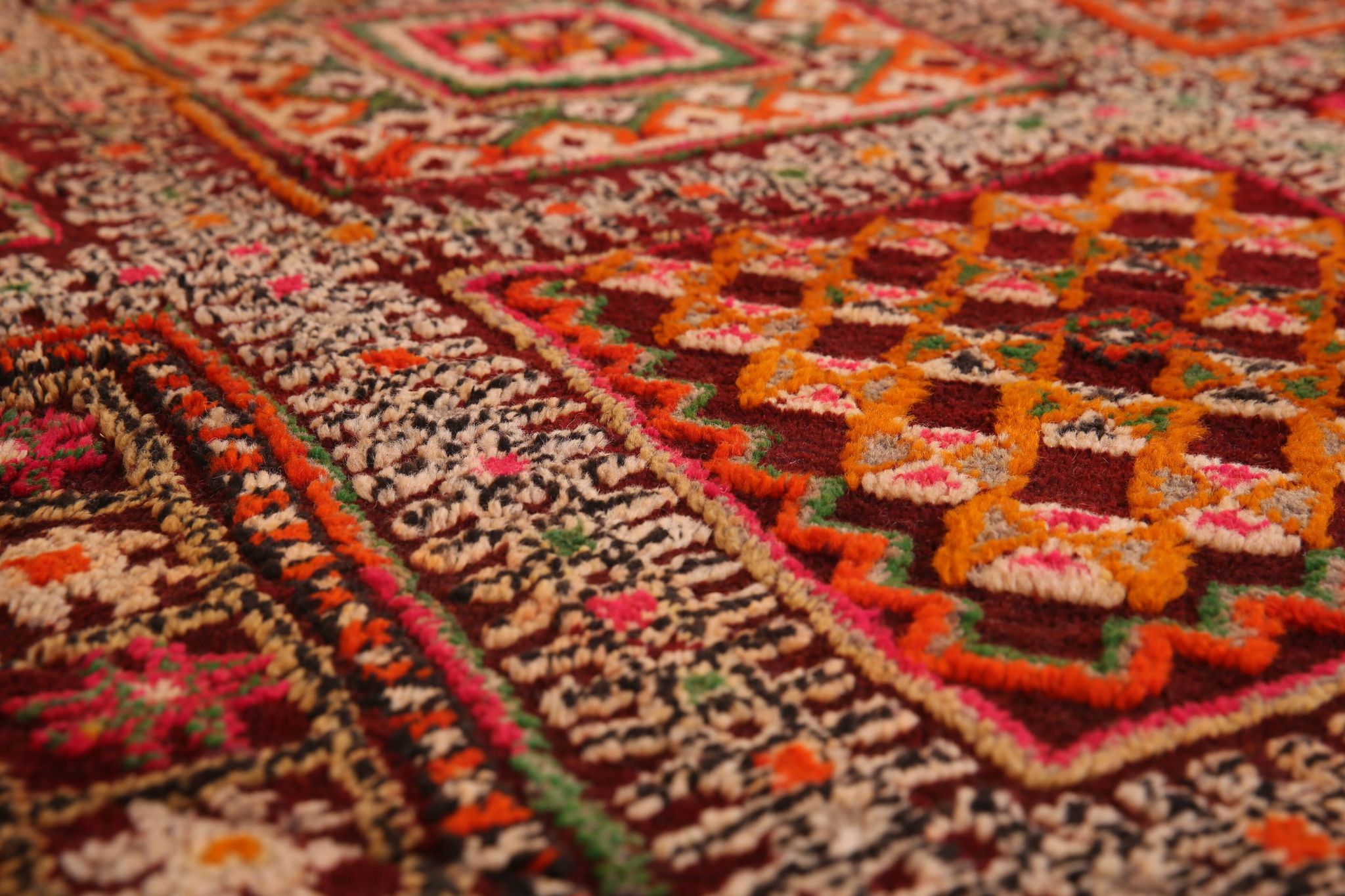 Burgundy Vintage Moroccan Rug 168 x 297 cm, Berber Wool Rug, Handmade Rug