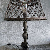 Lamp with flared brass lampshade