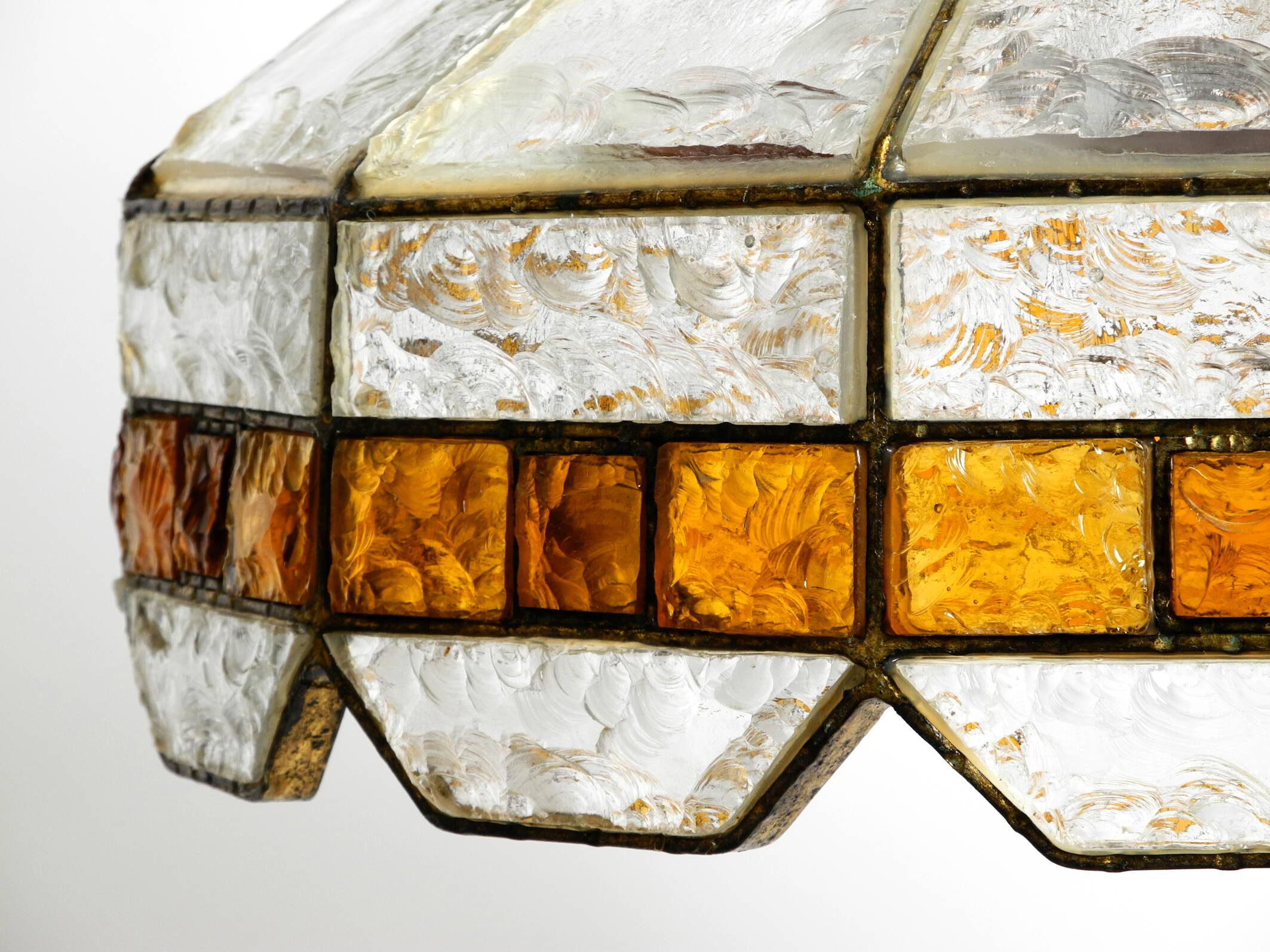 Beautiful large heavy 1960s Italian PoliArte glass ceiling lamp | Ø 52cm