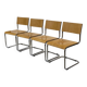 Set of four vintage dining room chairs, wood and chrome,  1970s