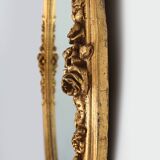 Large Antique Oval Gilt Mirror in Wood and Plaster, Belgium, 1900s