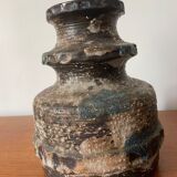 Vase émaillé West Germany brun avec accents bleus