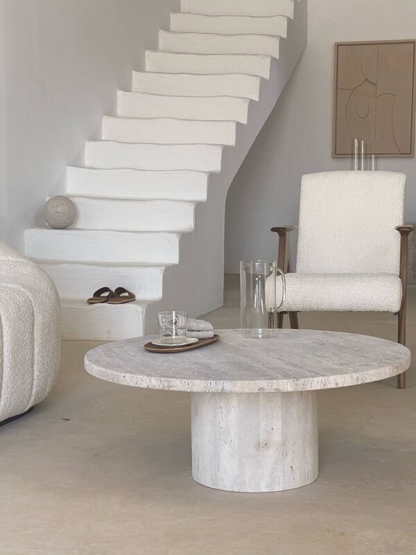 Table basse circulaire Omega - Travertin Naturel