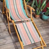 Vintage bayadère canvas chaise longue