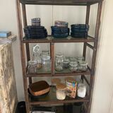 Rattan shelf and smoked glass 1970