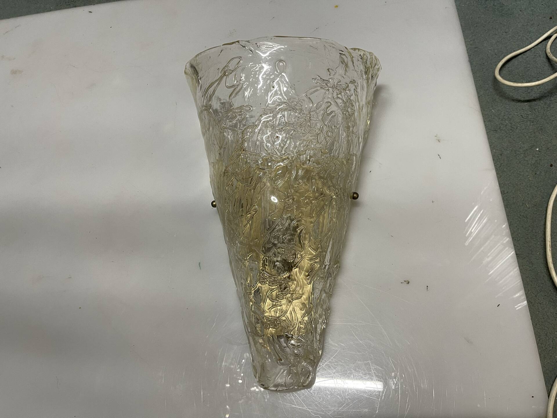 Large Single a Murano Glass Ice Sconce